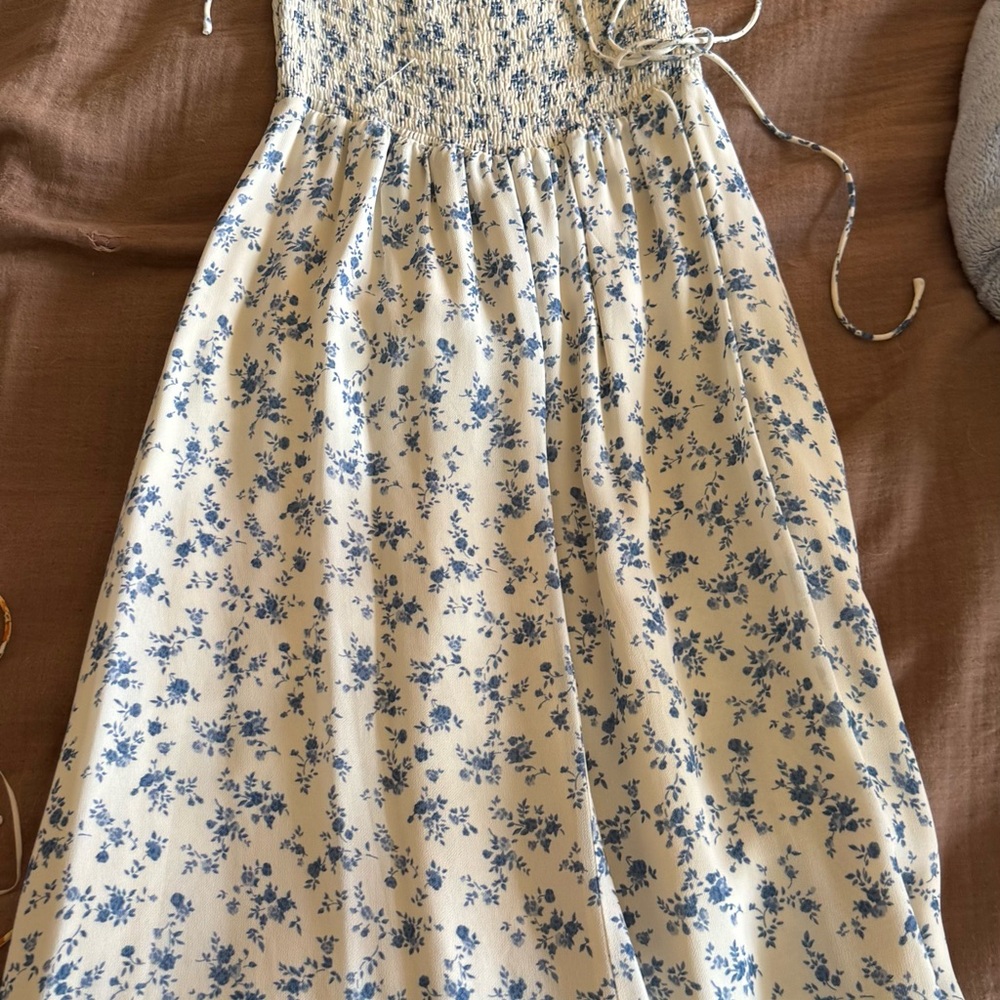 Floral Blue and White Kids Dress